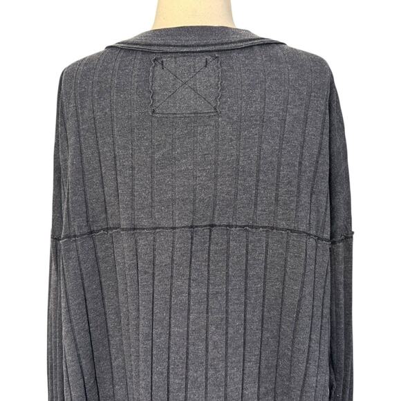 WE THE FREE PEOPLE In The Mix Henley Top Boxy Oversized Ribbed Slouchy Size M - Picture 9 of 10